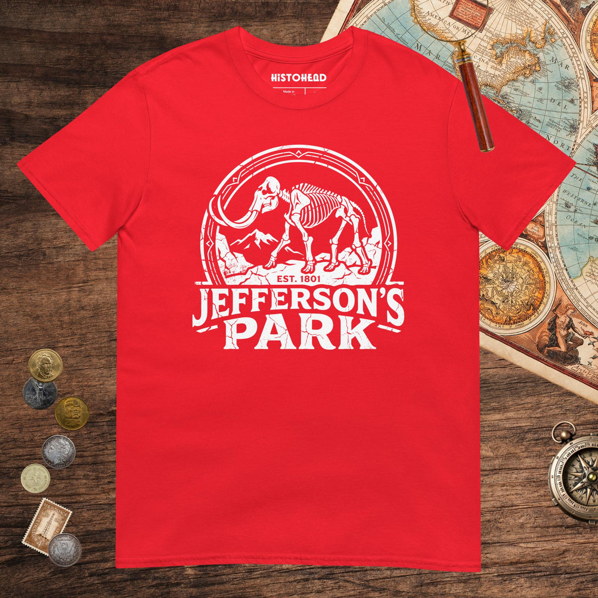 Red Jefferson's Park Tee - history buff gift by HistoHead