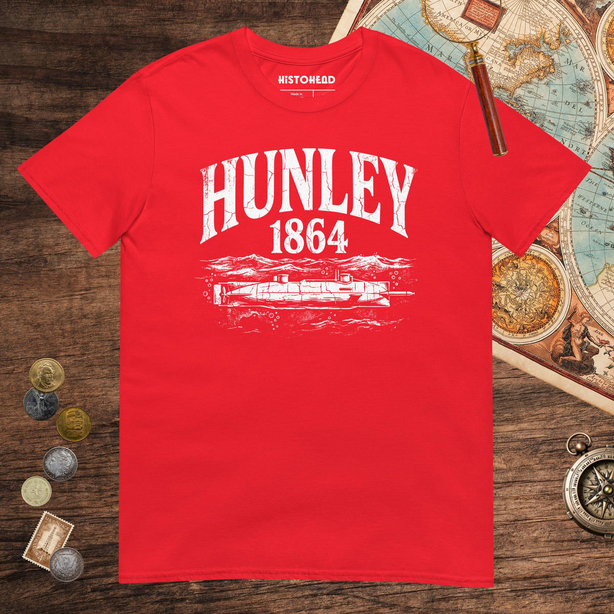 Red Hunley Submarine Tee - history buff gift by HistoHead