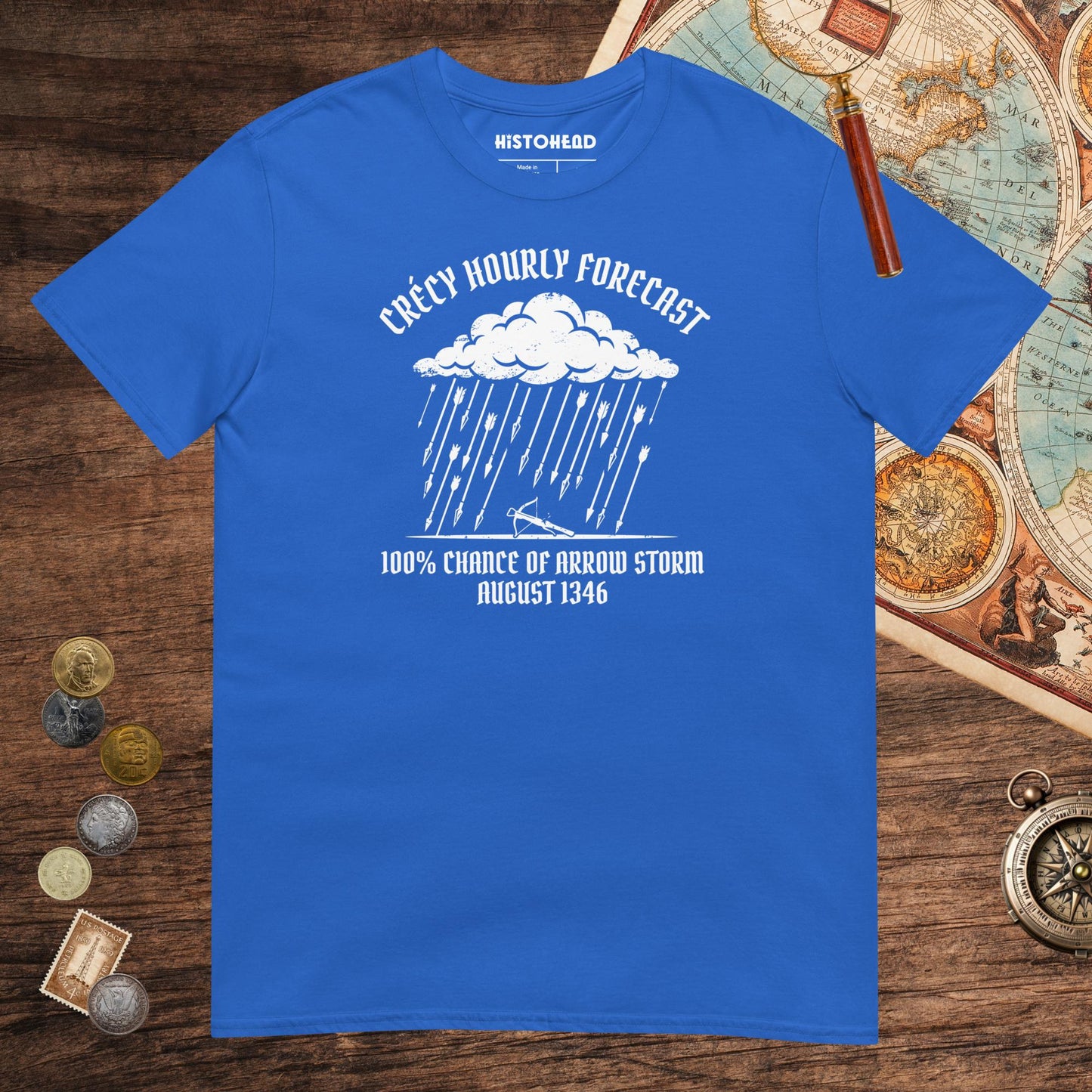 Royal Crecy Arrow Storm Forecast Tee - history buff gift by HistoHead
