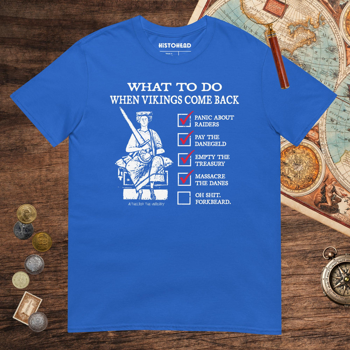 Royal Æthelred the Unready Viking Raid Survival Guide Tee - history buff gift by HistoHead