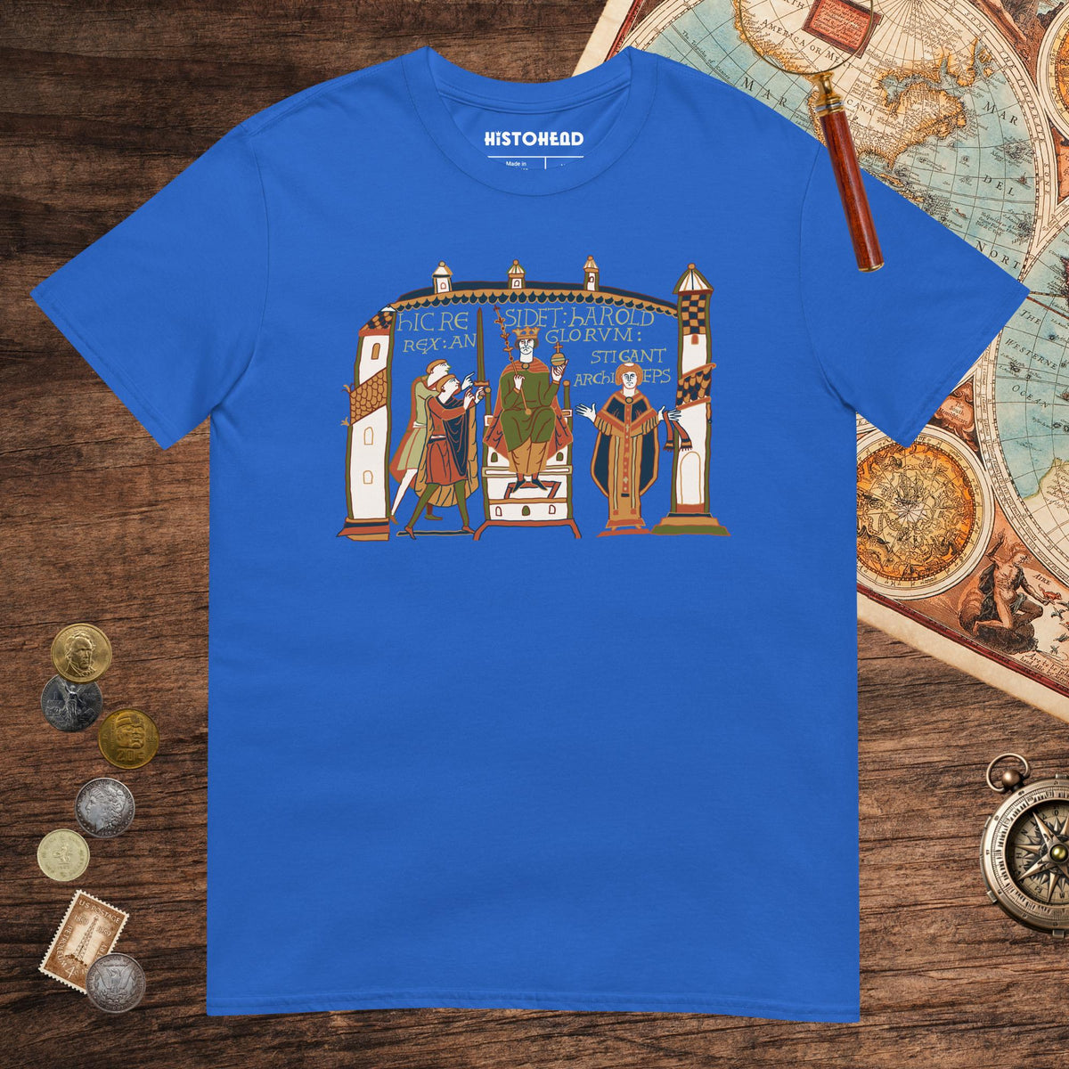 Royal Here Sits Throned Harold King of the English Bayeux Tapestry Tee - history buff gift by HistoHead