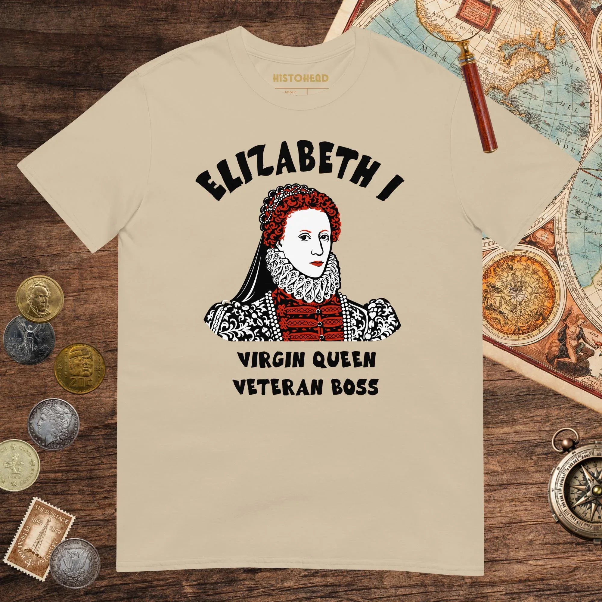 Sand Elizabeth I Virgin Queen Tee - history buff gift by HistoHead