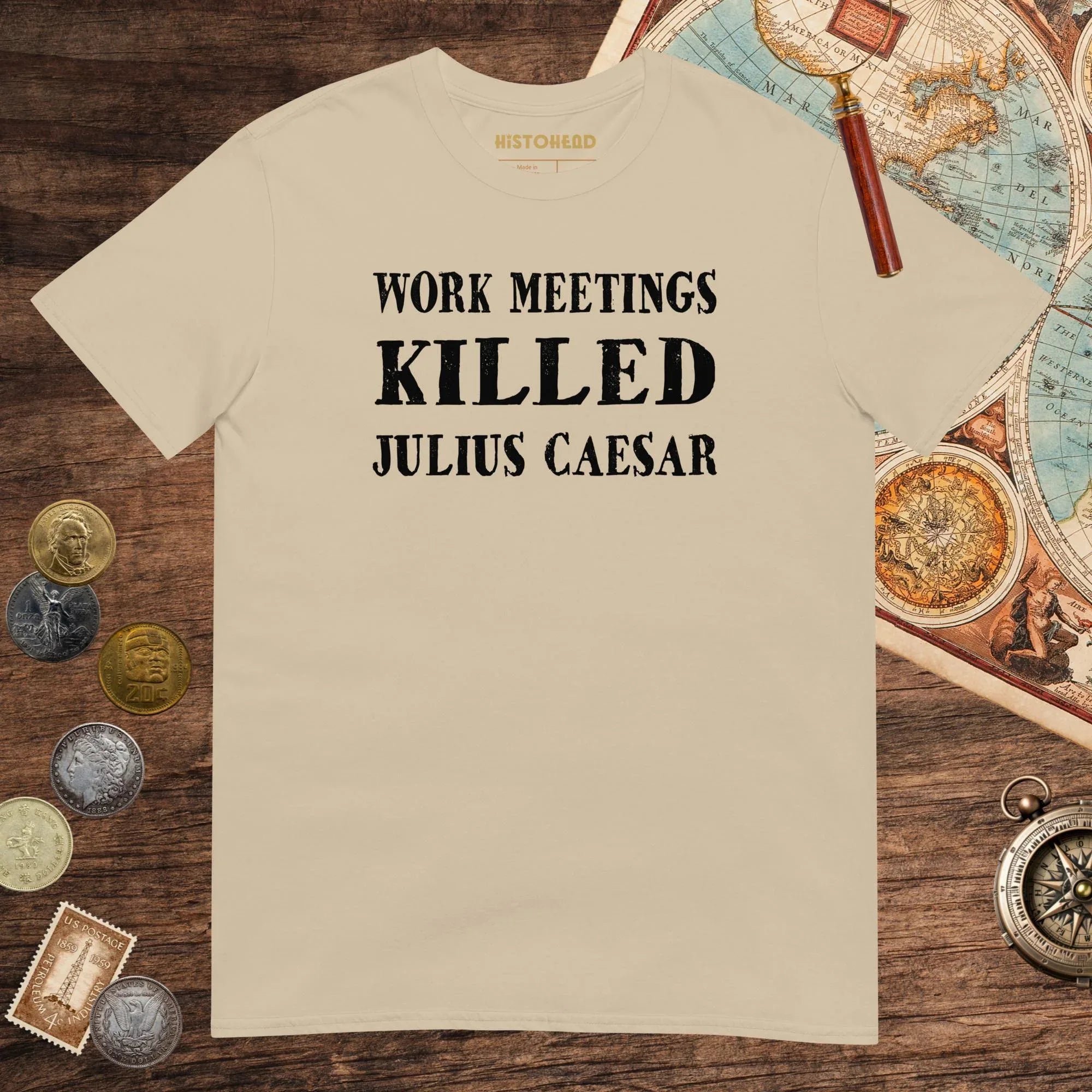Sand Work Meetings Killed Julius Caesar Tee - history buff gift by HistoHead
