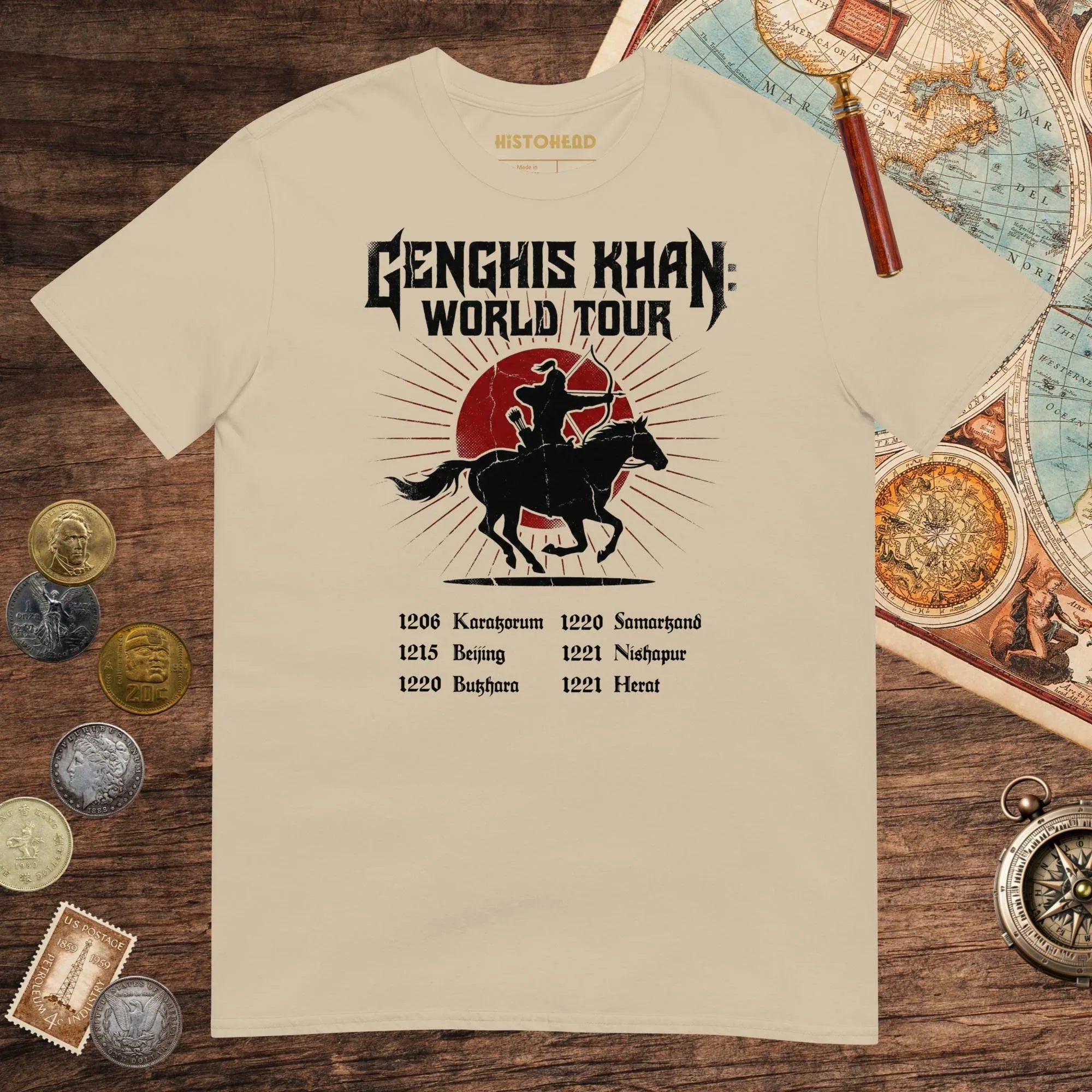 Sand Genghis Khan World Tour Tee - history buff gift by HistoHead