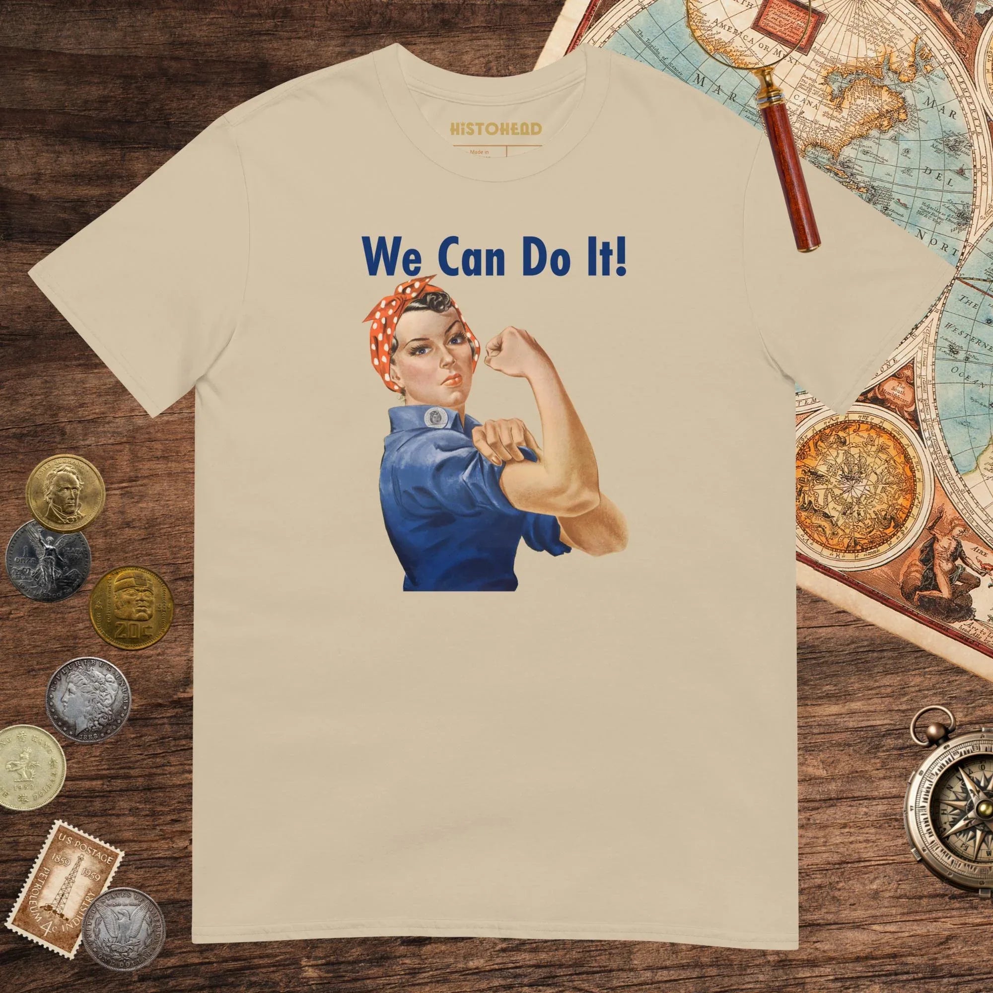Sand Rosie We Can Do It Tee - history buff gift by HistoHead