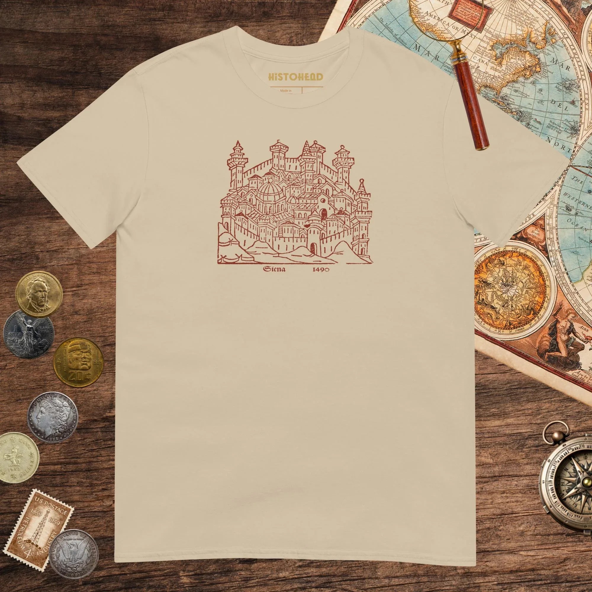 Sand Siena 1490 Tee - history buff gift by HistoHead