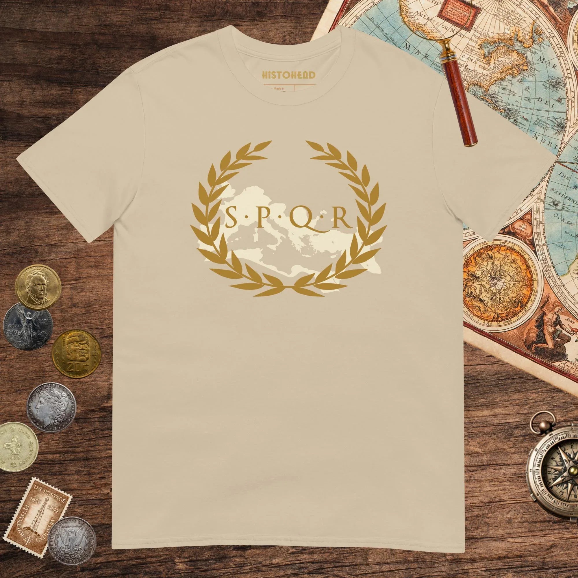 Sand Roman SPQR Banner Tee - history buff gift by HistoHead