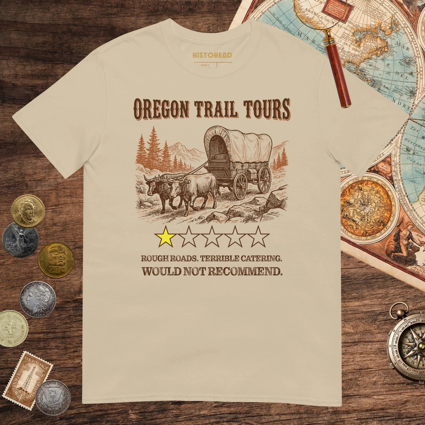 Sand Oregon Trail Tours Review Tee - history buff gift by HistoHead