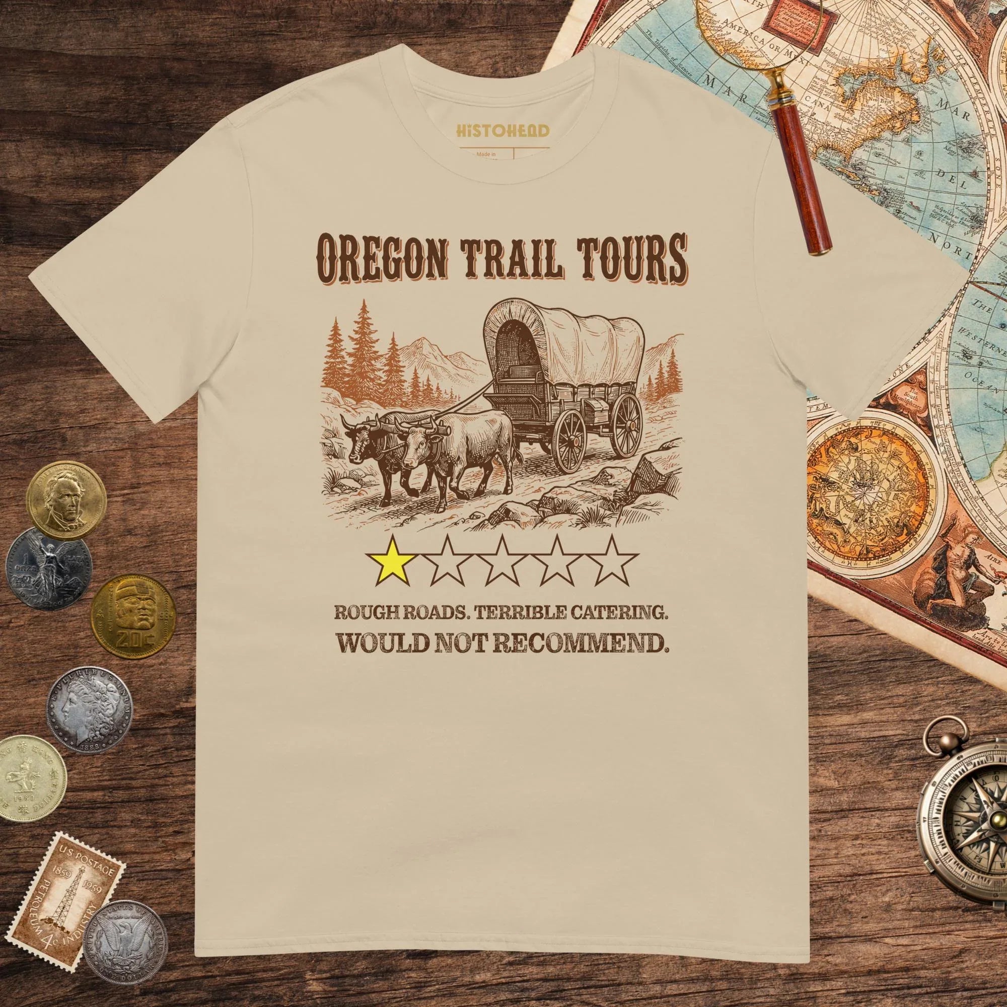 Sand Oregon Trail Tours Review Tee - history buff gift by HistoHead