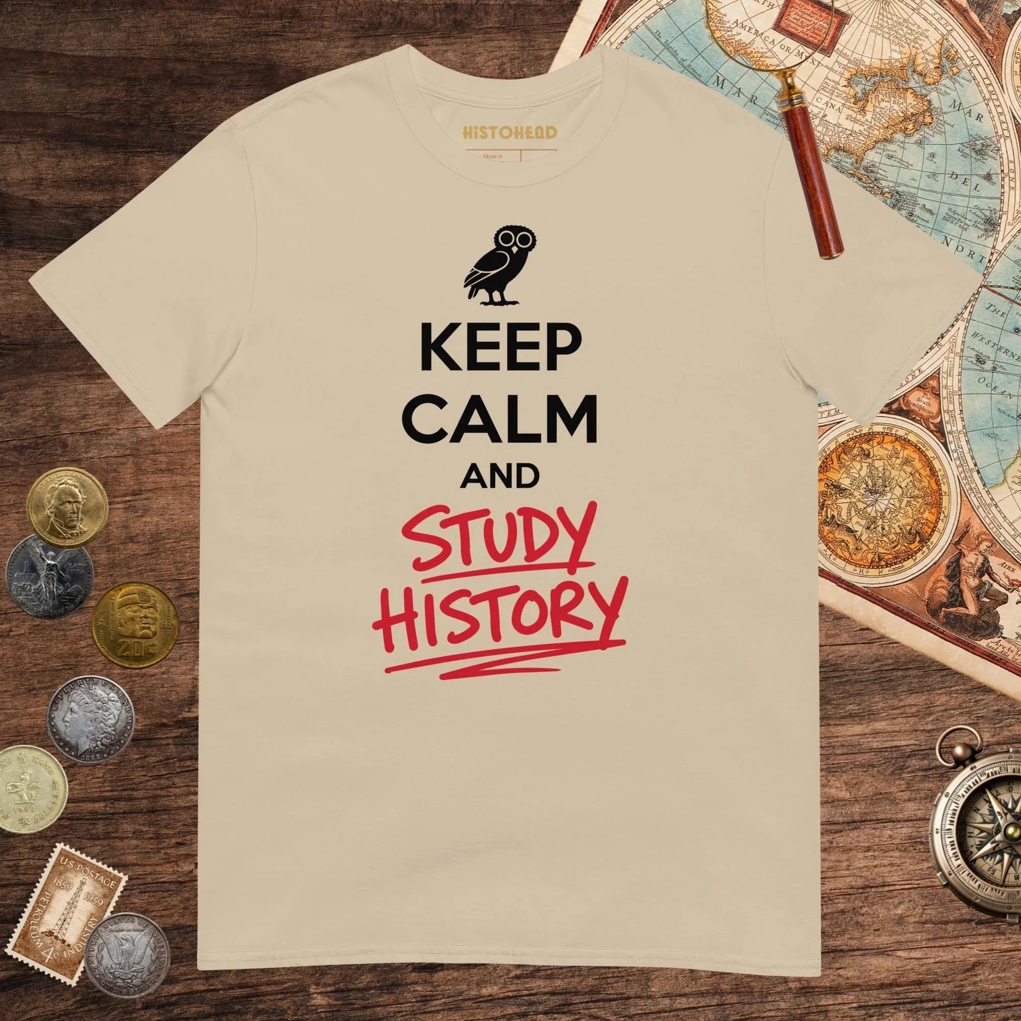 Sand Keep Calm and Study History Tee - history buff gift by HistoHead