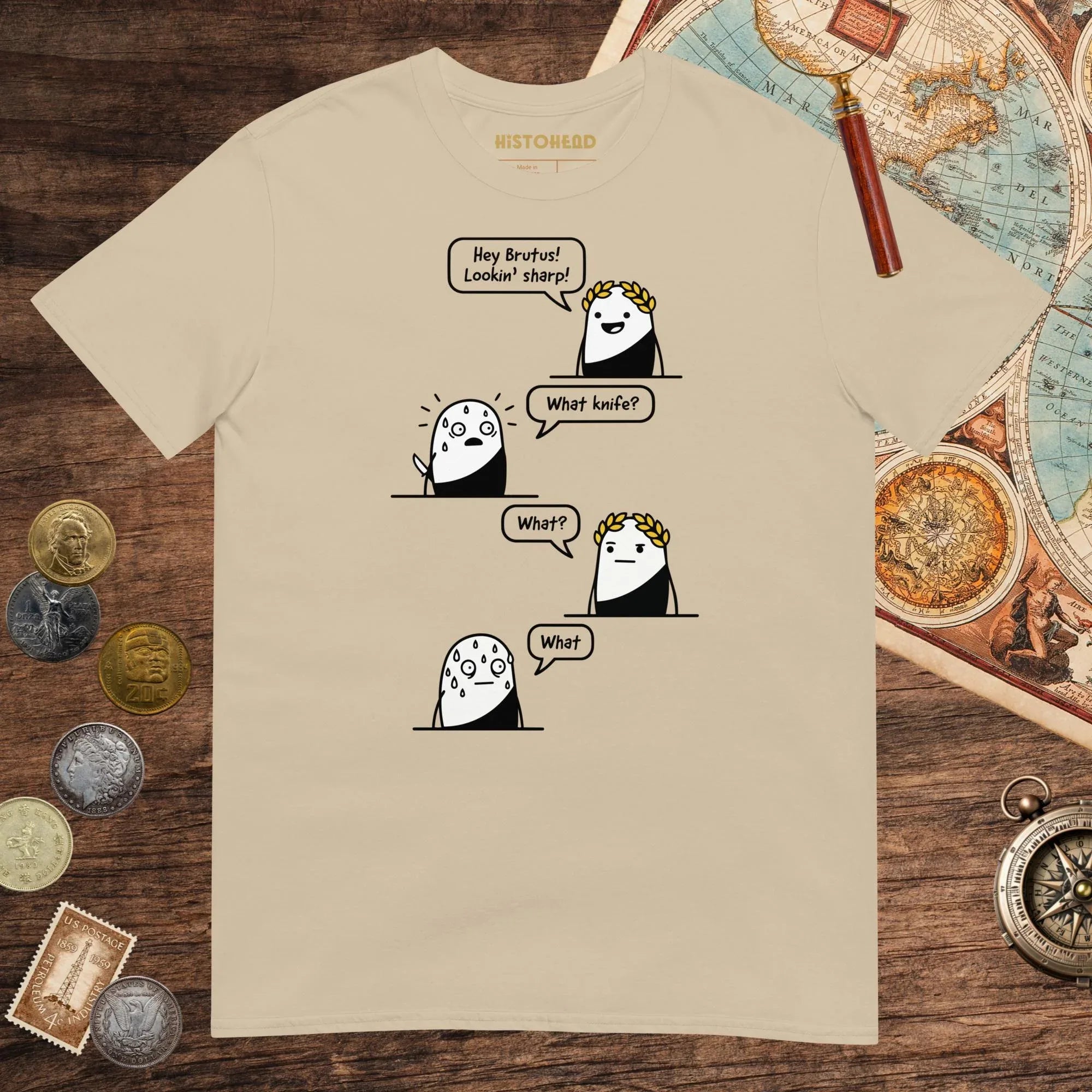 Sand Caesar and Brutus Comics Tee - history buff gift by HistoHead