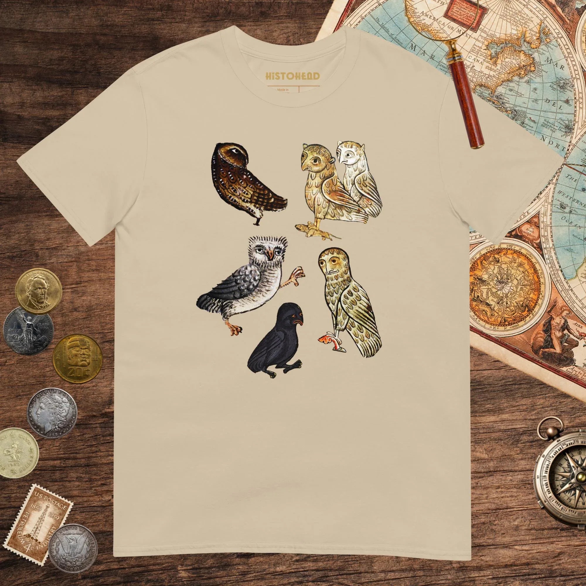 Sand Weird Medieval Owls Tee - history buff gift by HistoHead