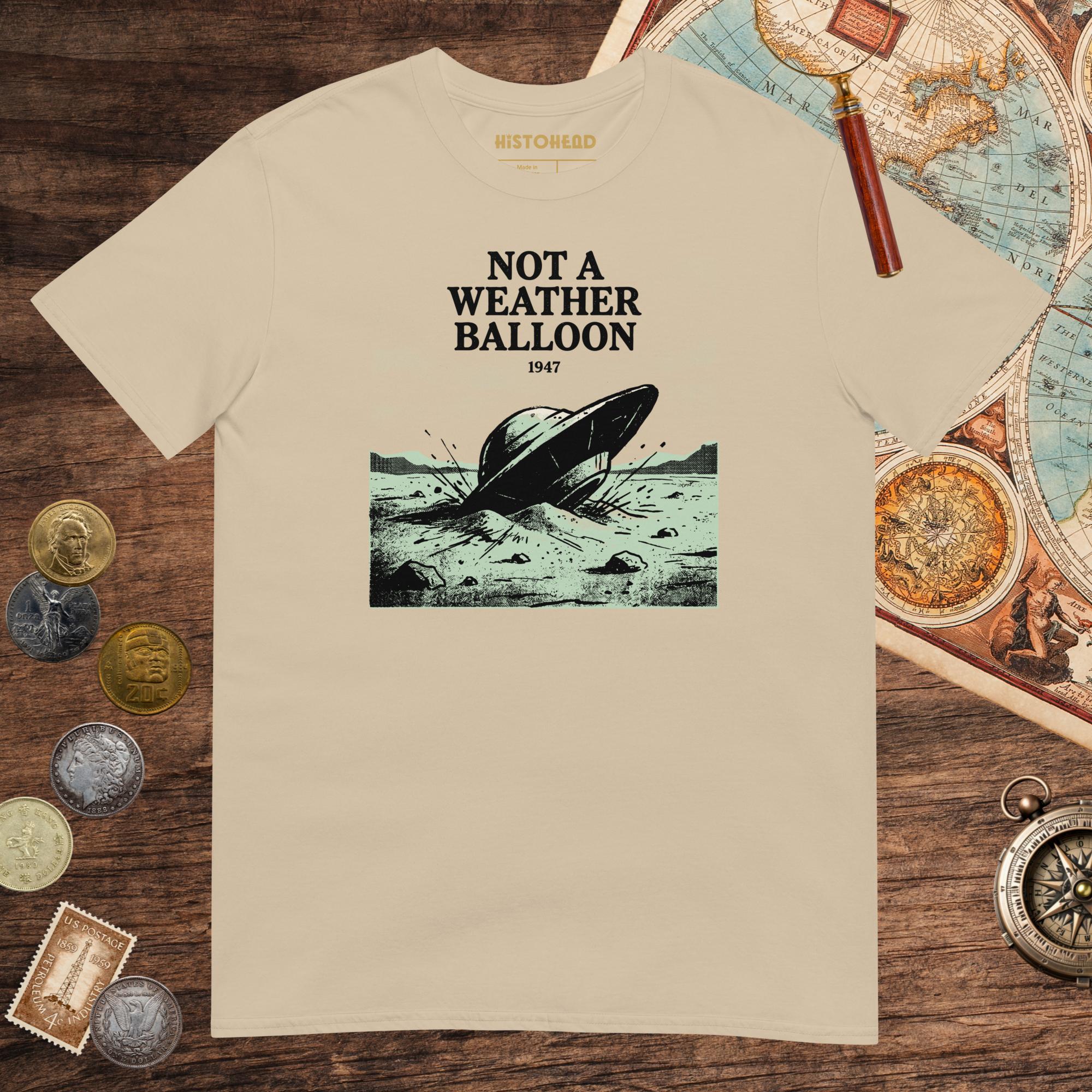 Sand Roswell Weather Balloon Tee - history buff gift by HistoHead