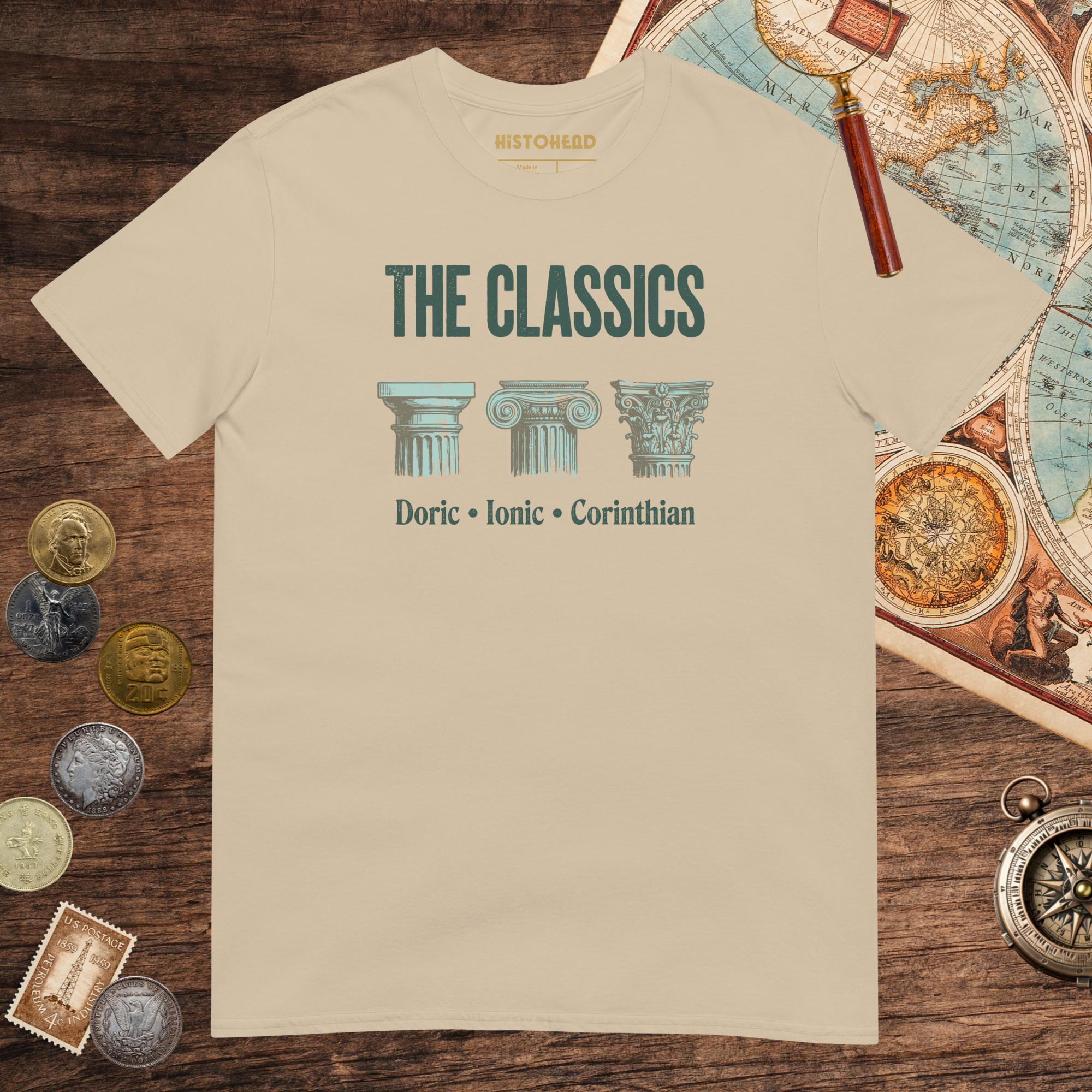 Sand The Classics Doric Ionic Corinthian Tee - history buff gift by HistoHead