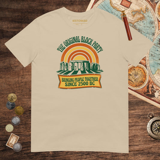 Sand Stonehenge Block Party Tee - history buff gift by HistoHead