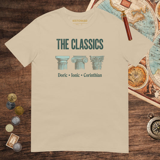 Sand The Classics Doric Ionic Corinthian Tee - history buff gift by HistoHead