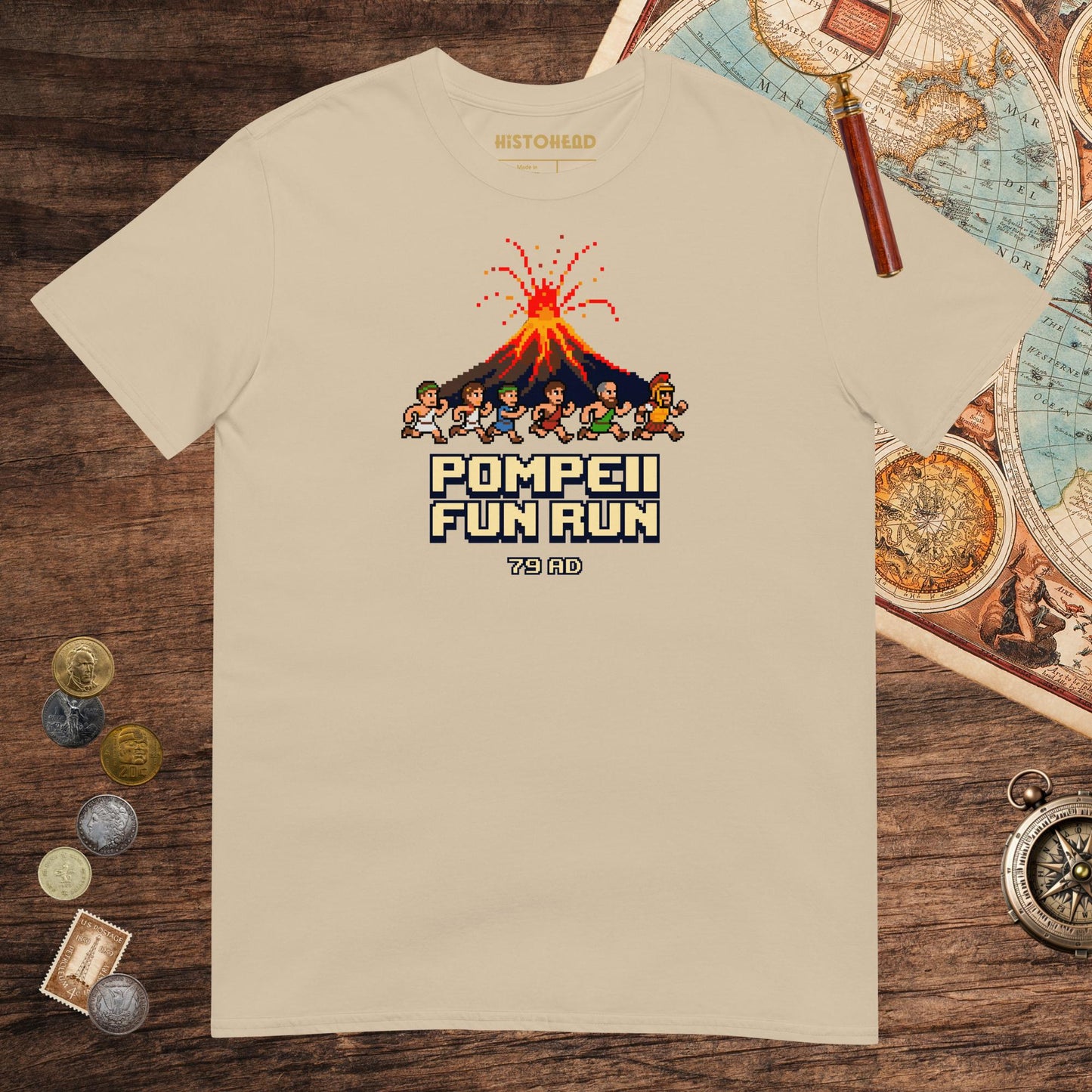 Sand Pompeii Fun Run Pixel Art Tee - history buff gift by HistoHead