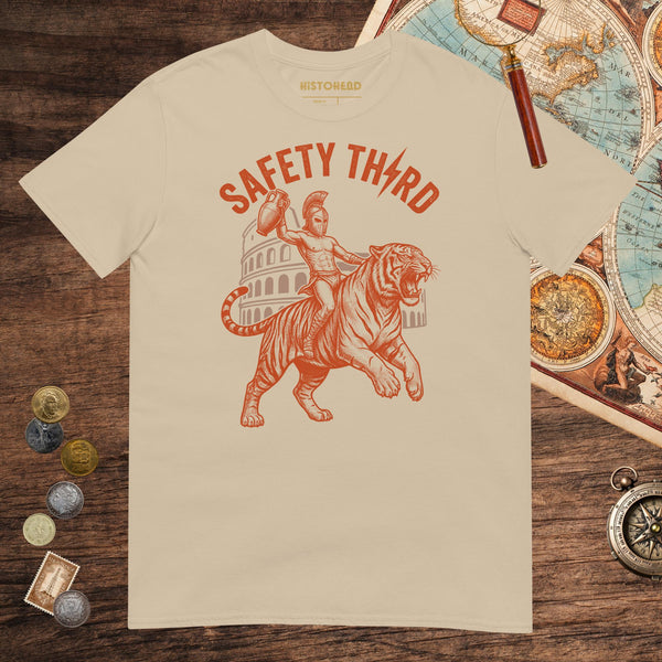 Sand Gladiator Safety Third Tee - history buff gift by HistoHead