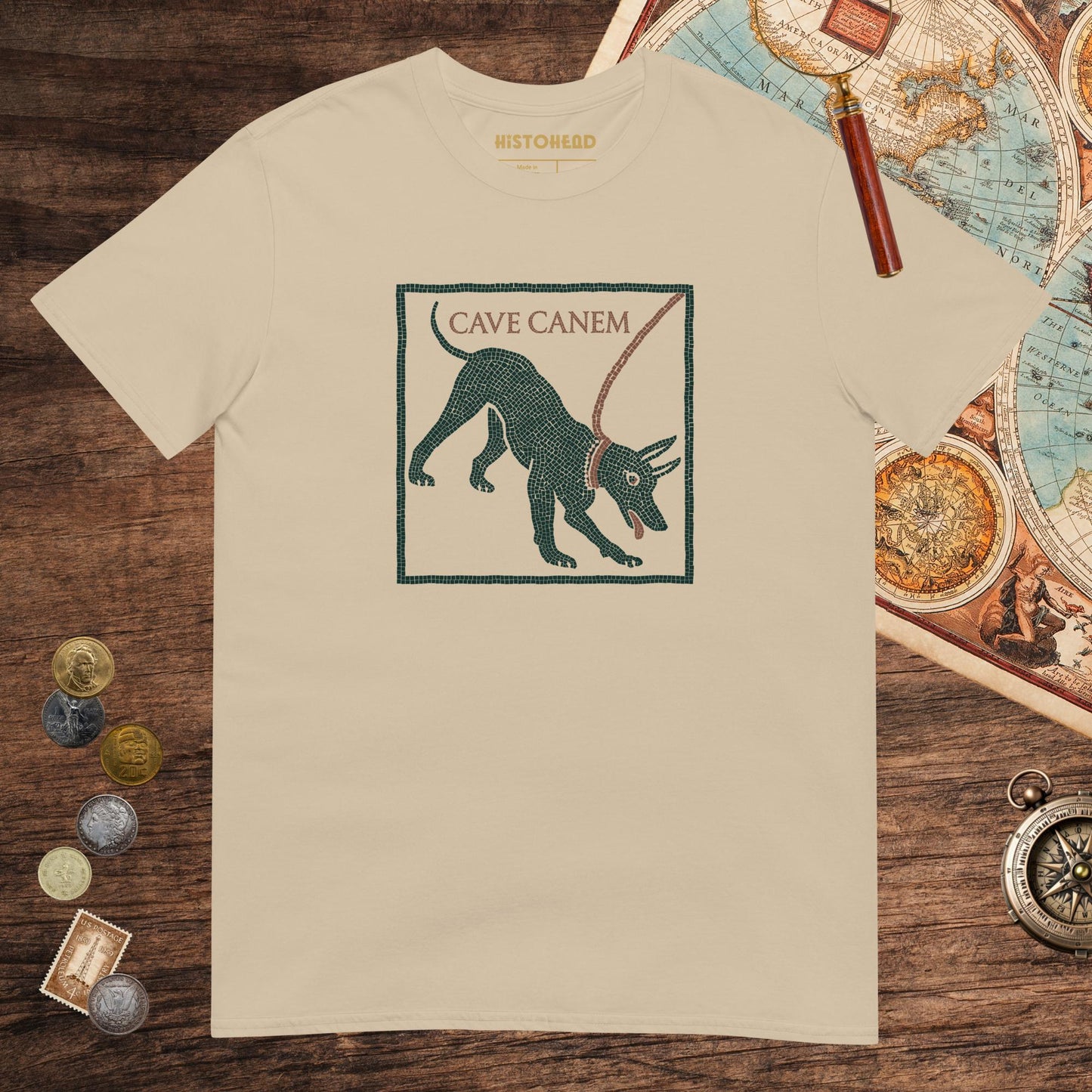 Sand Cave Canem Pompeii Mosaic Tee - history buff gift by HistoHead