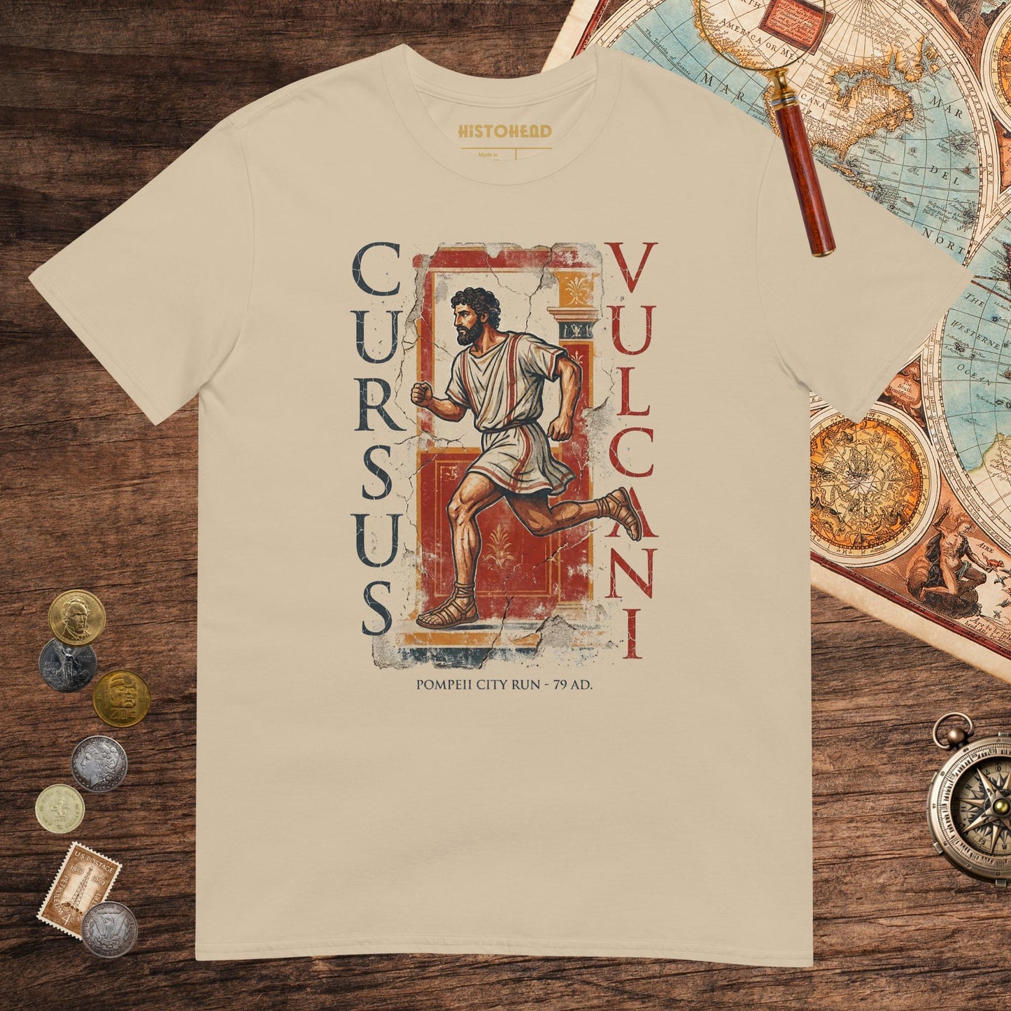 Sand Pompeii Cursus Vulcani Tee - history buff gift by HistoHead
