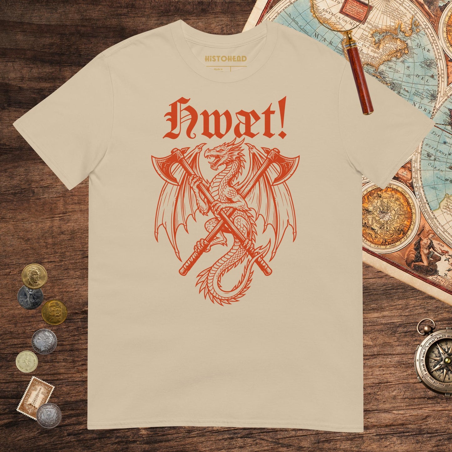 Sand Hwæt Dragon Axe Tee - history buff gift by HistoHead