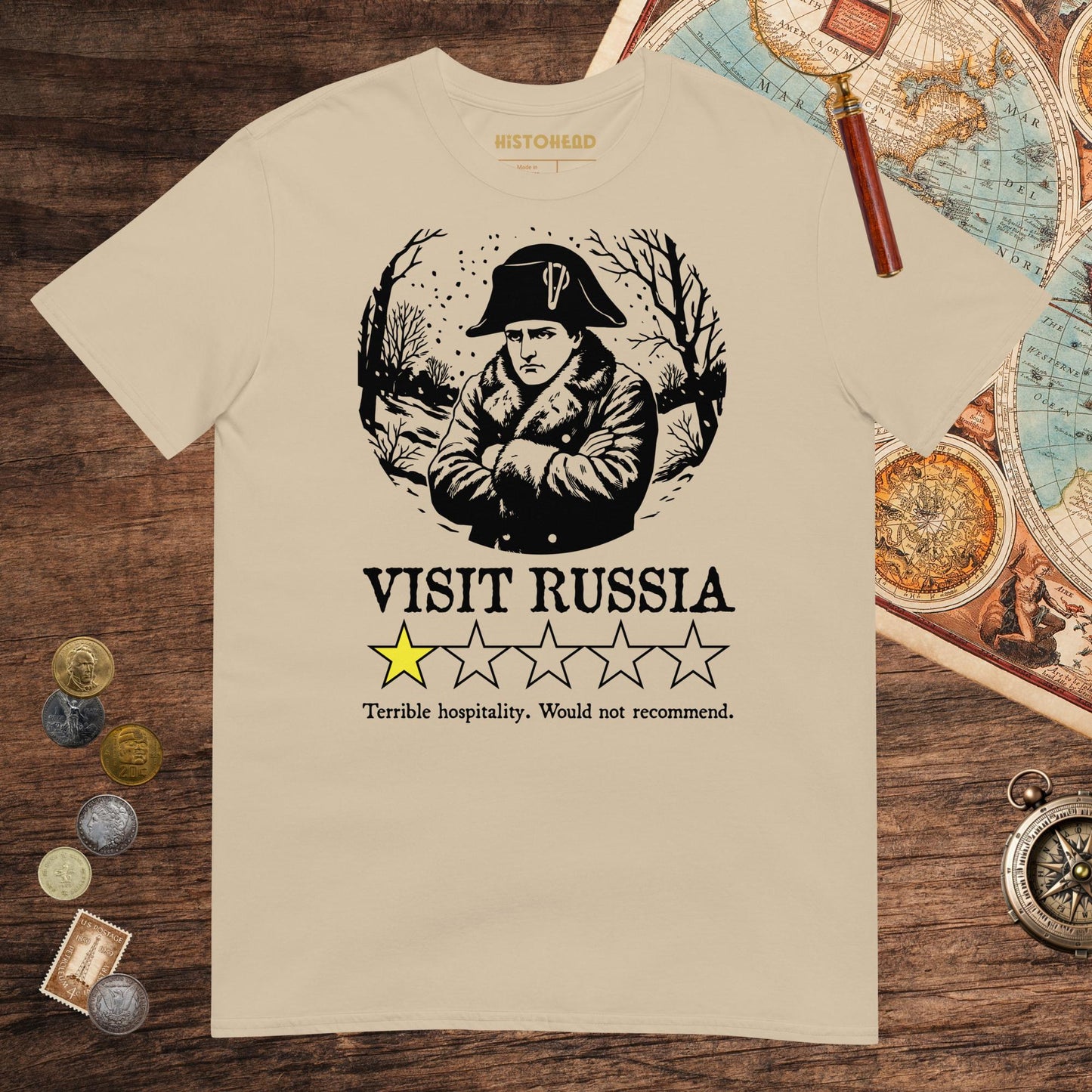 Sand Napoleon Visit Russia Review Tee - history buff gift by HistoHead