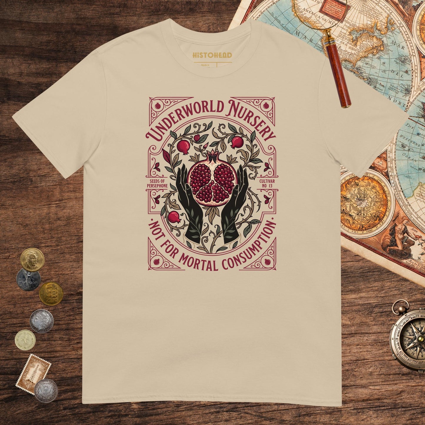 Sand Persephone Underworld Nursery Tee - history buff gift by HistoHead