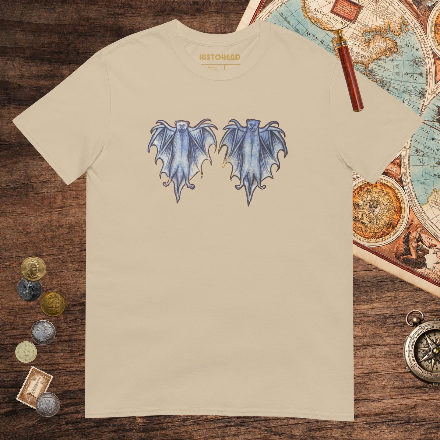 Sand Two Weird Medieval Bats Tee - history buff gift by HistoHead