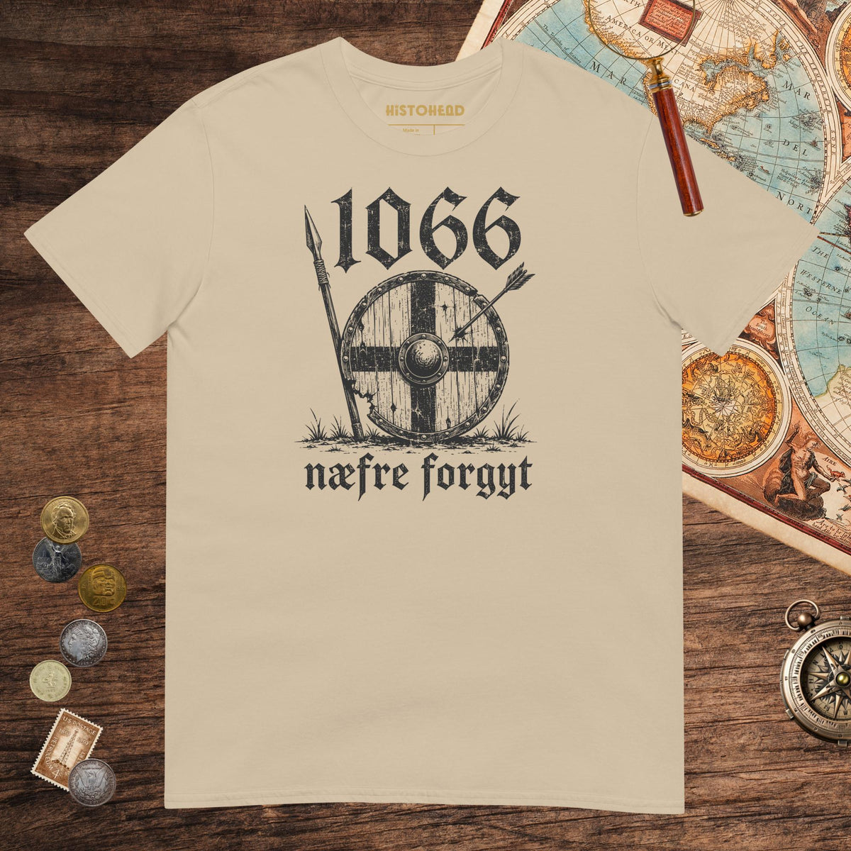 Sand 1066 Never Forget in Old English Tee - history buff gift by HistoHead
