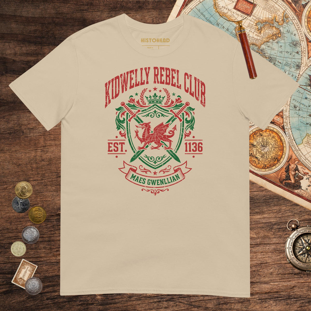 Sand Kidwelly Rebel Club Maes Gwenllian 1136 Tee - history buff gift by HistoHead