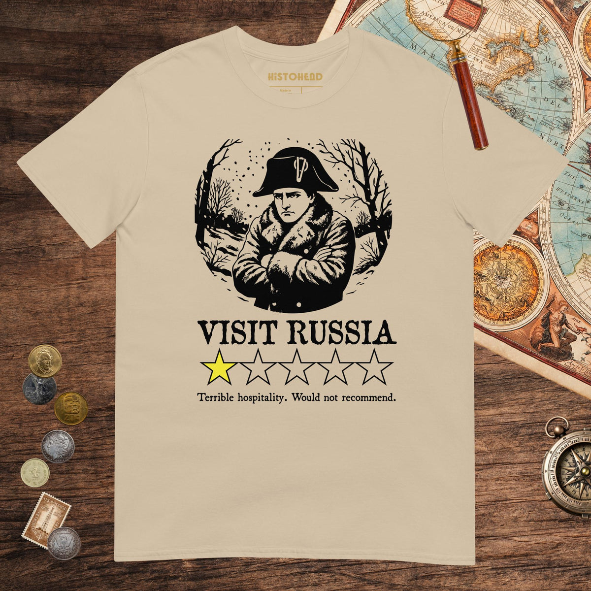 Sand Napoleon Visit Russia Review Tee - history buff gift by HistoHead
