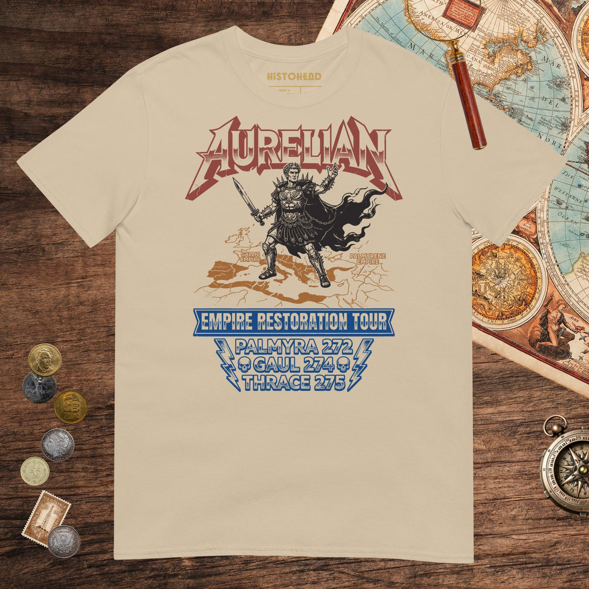 Sand Aurelian Empire Restoration Tour Tee - history buff gift by HistoHead