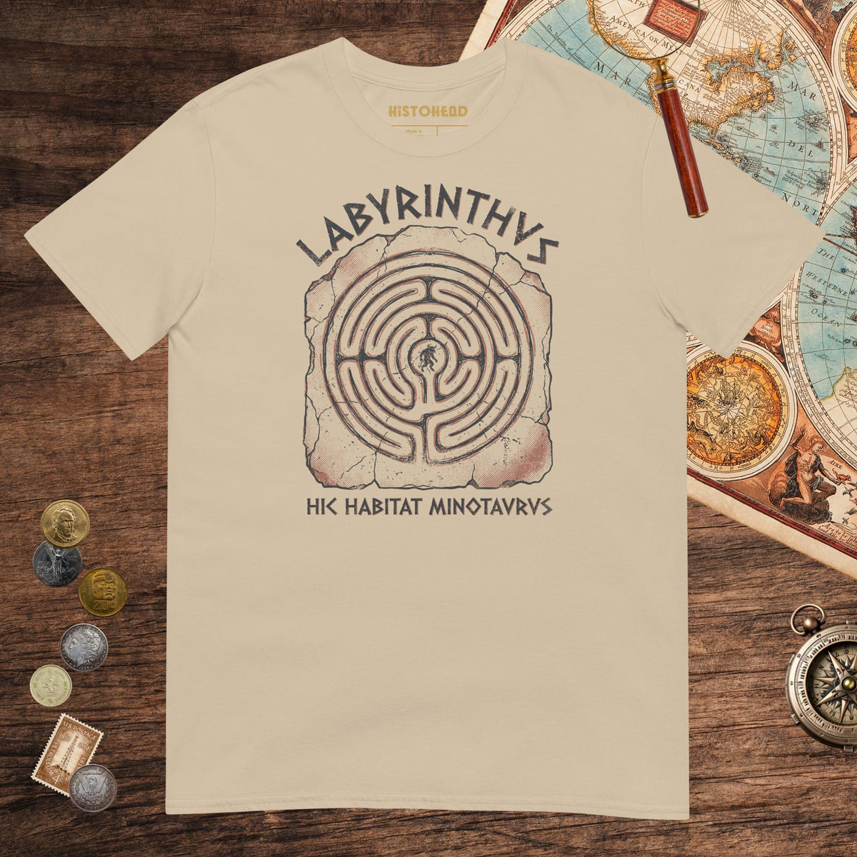 Sand Labyrinthus Here Lives Minotaur Tee - history buff gift by HistoHead