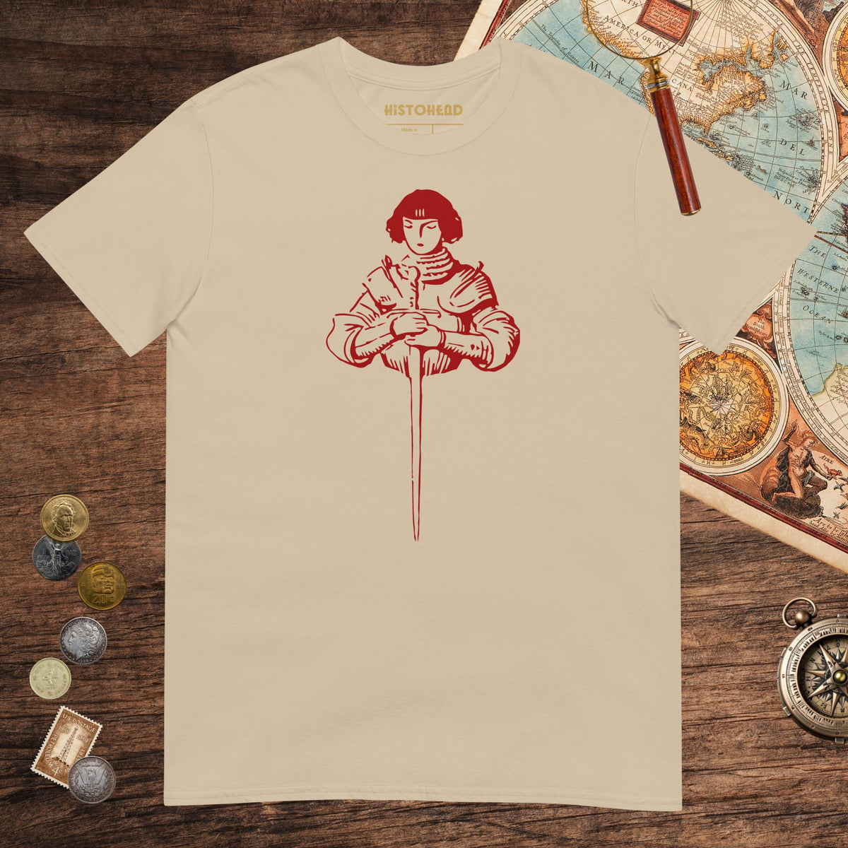 Sand Joan of Arc Stamp Tee - history buff gift by HistoHead