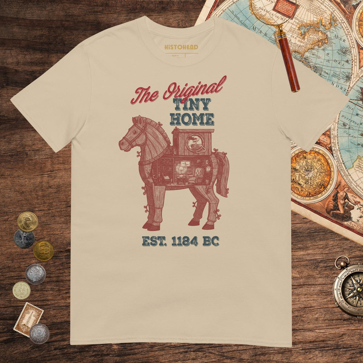 Sand Trojan Horse the Original Tiny Home Tee - history buff gift by HistoHead