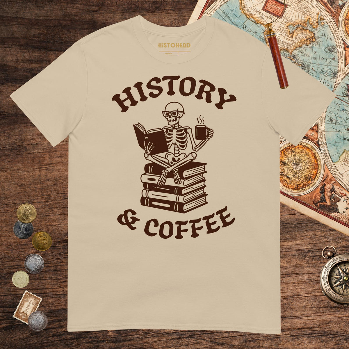 Sand History & Coffee Tee - history buff gift by HistoHead