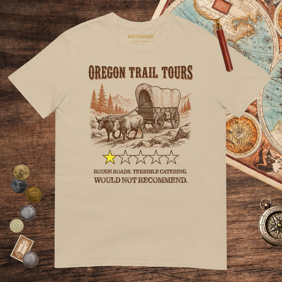 Sand Oregon Trail Tours Review Tee - history buff gift by HistoHead
