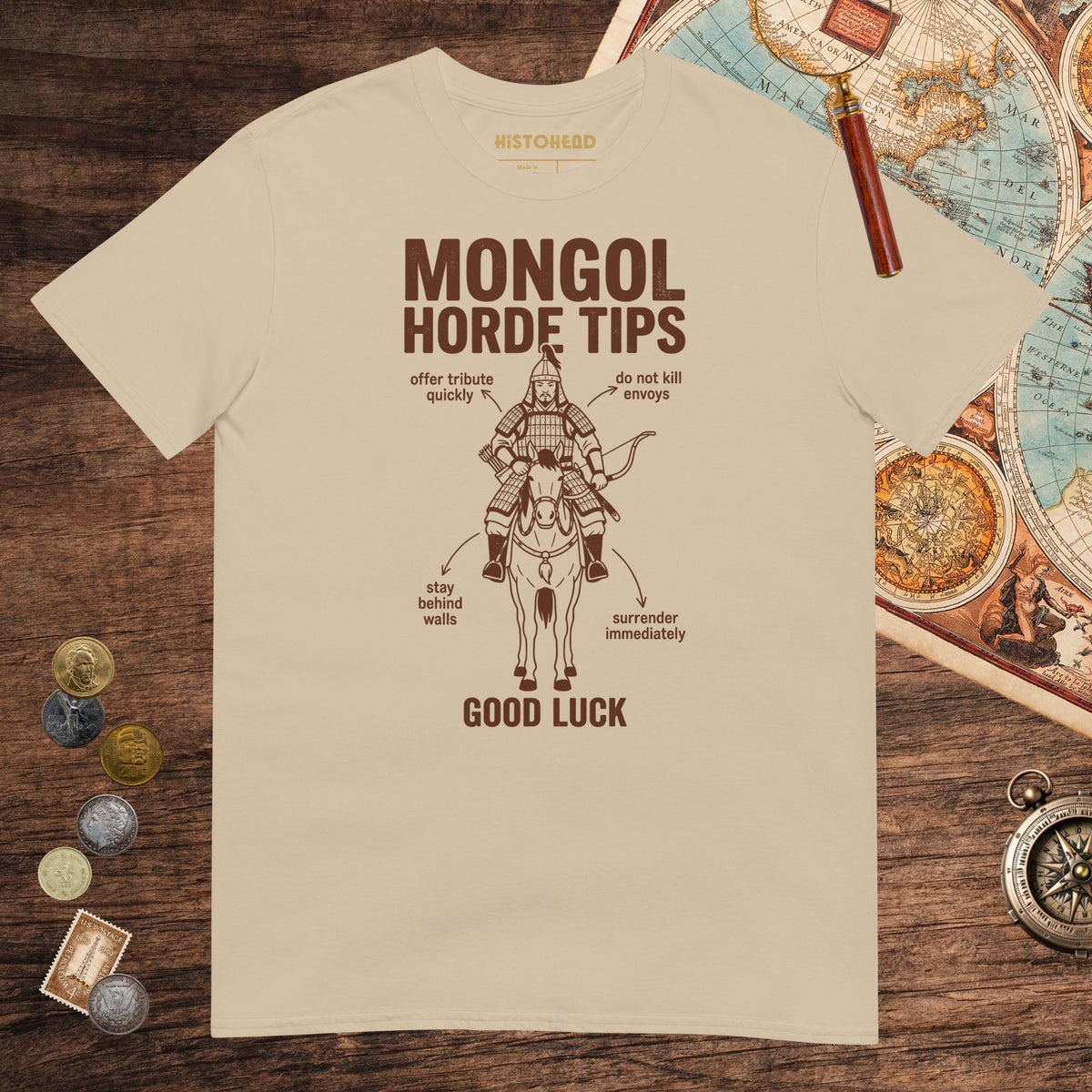 Sand Mongol Horde Tips Tee - history buff gift by HistoHead