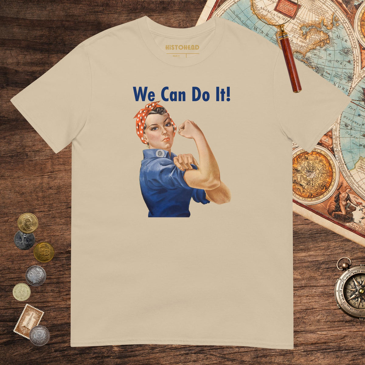 Sand Rosie We Can Do It Tee - history buff gift by HistoHead