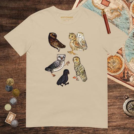 Sand Weird Medieval Owls Tee - history buff gift by HistoHead
