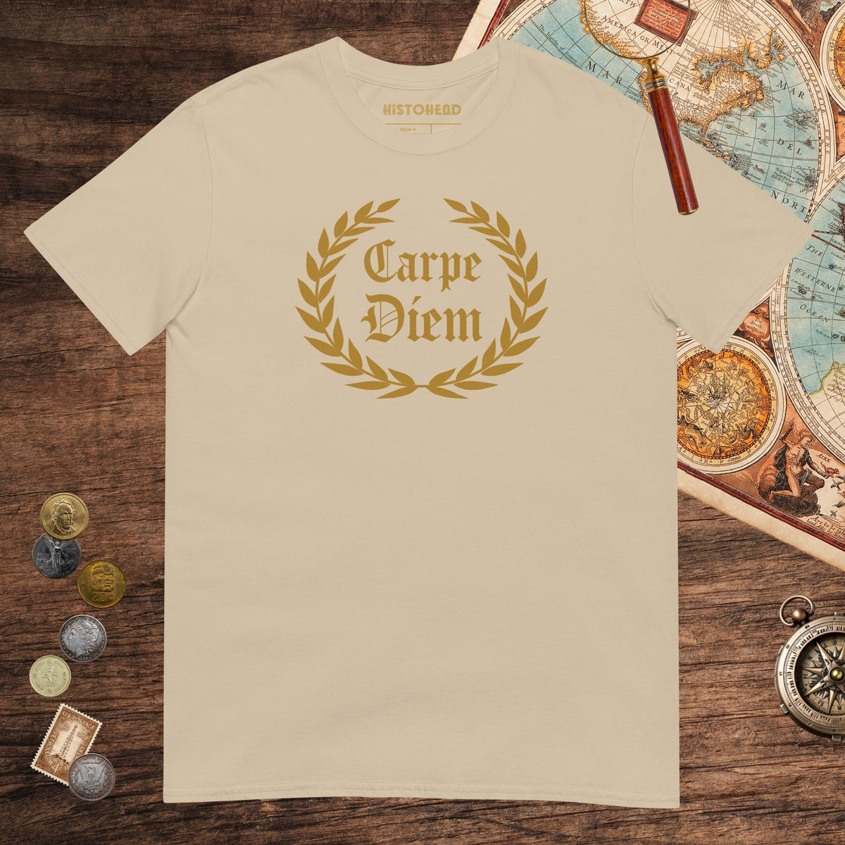 Sand Carpe Diem Tee - history buff gift by HistoHead