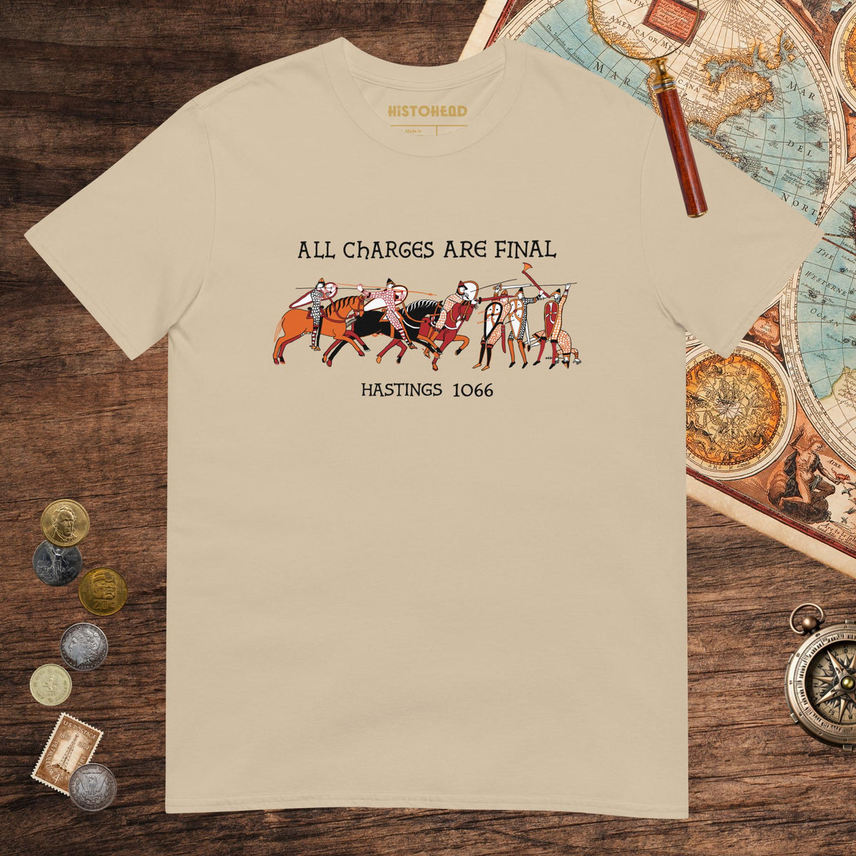 Sand Bayeux Tapestry All Charges Are Final Tee - history buff gift by HistoHead