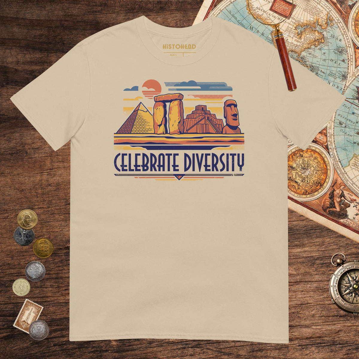 Sand Celebrate Diversity Stone Wonders Tee - history buff gift by HistoHead