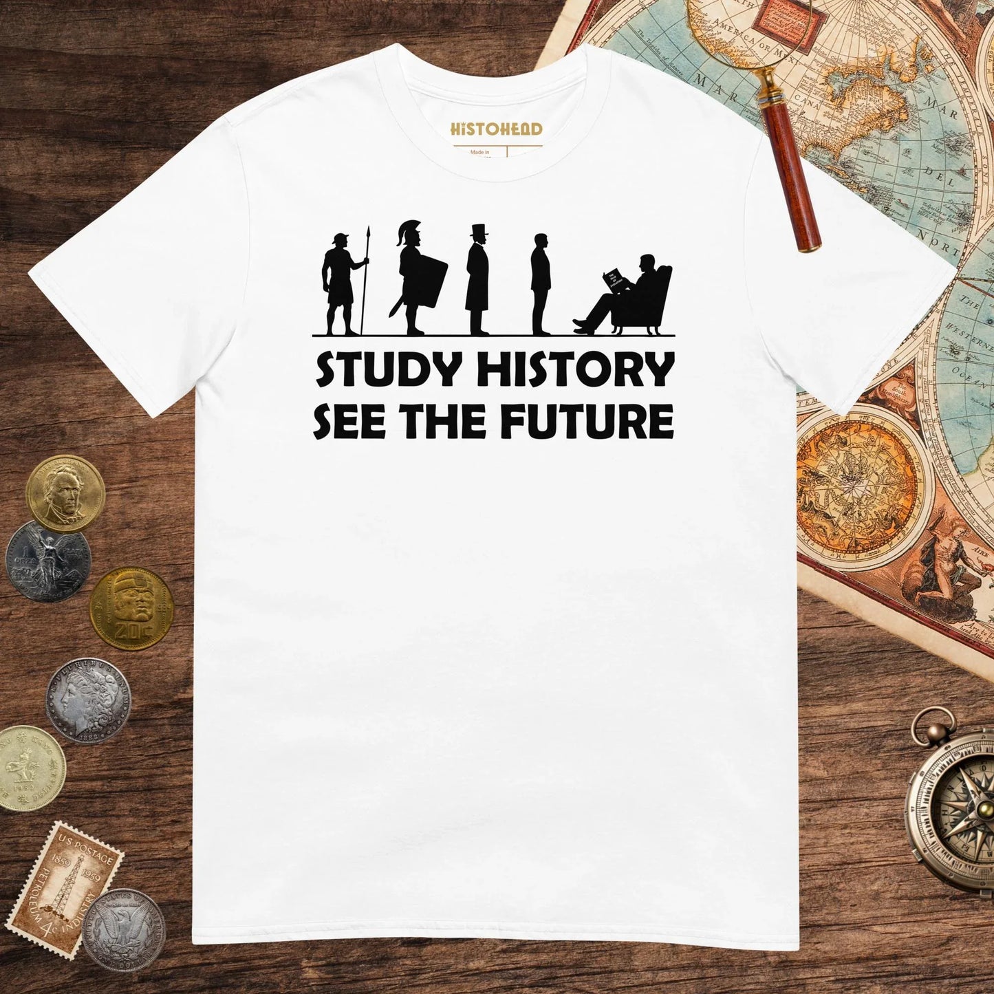 White Study History See the Future Tee - history buff gift by HistoHead