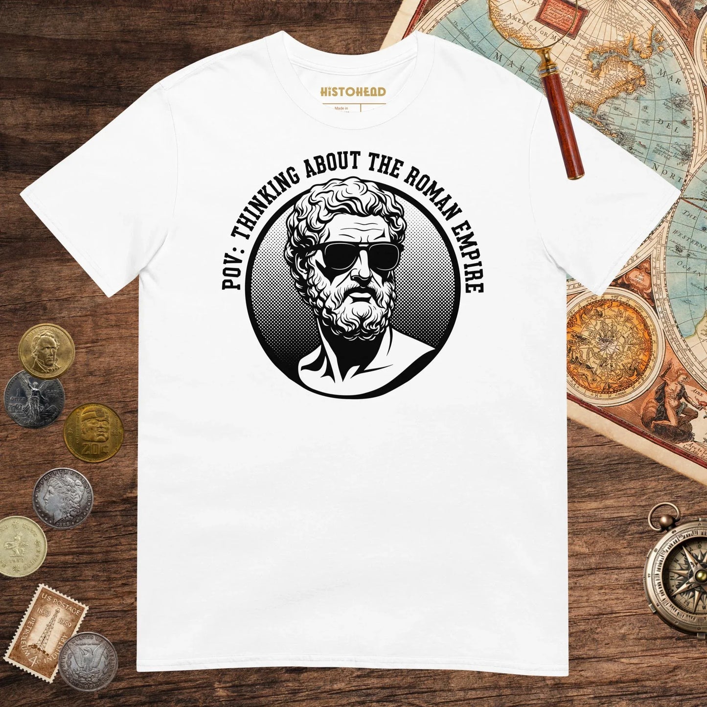 White Thinking About the Roman Empire Tee - history buff gift by HistoHead
