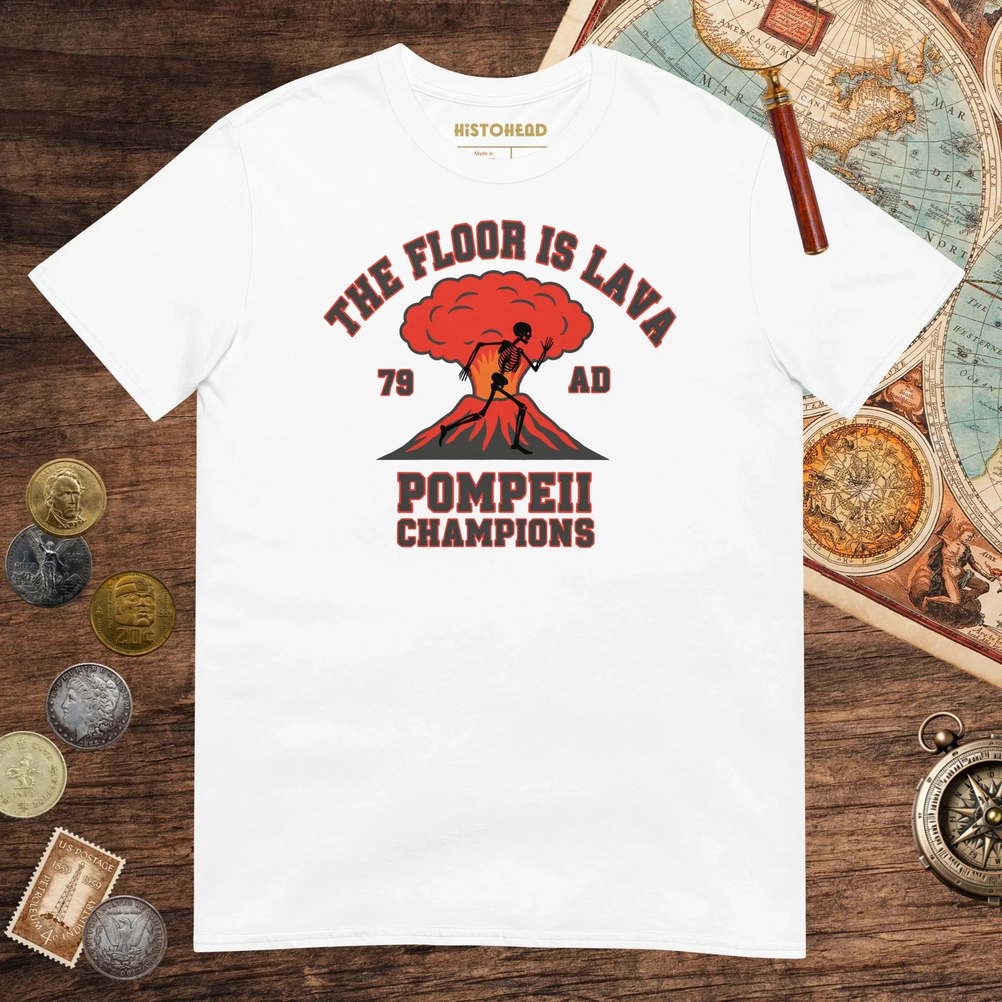 White Pompeii Champions Tee - history buff gift by HistoHead