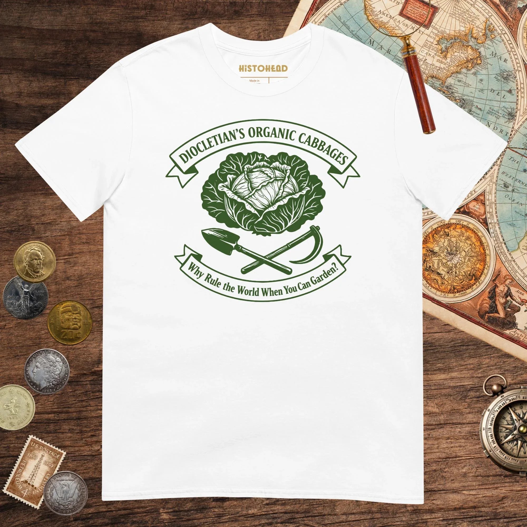 White Diocletian's Cabbage Tee - history buff gift by HistoHead