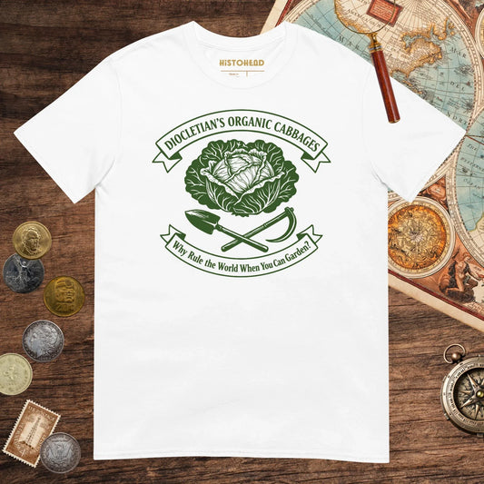 White Diocletian's Cabbage Tee - history buff gift by HistoHead