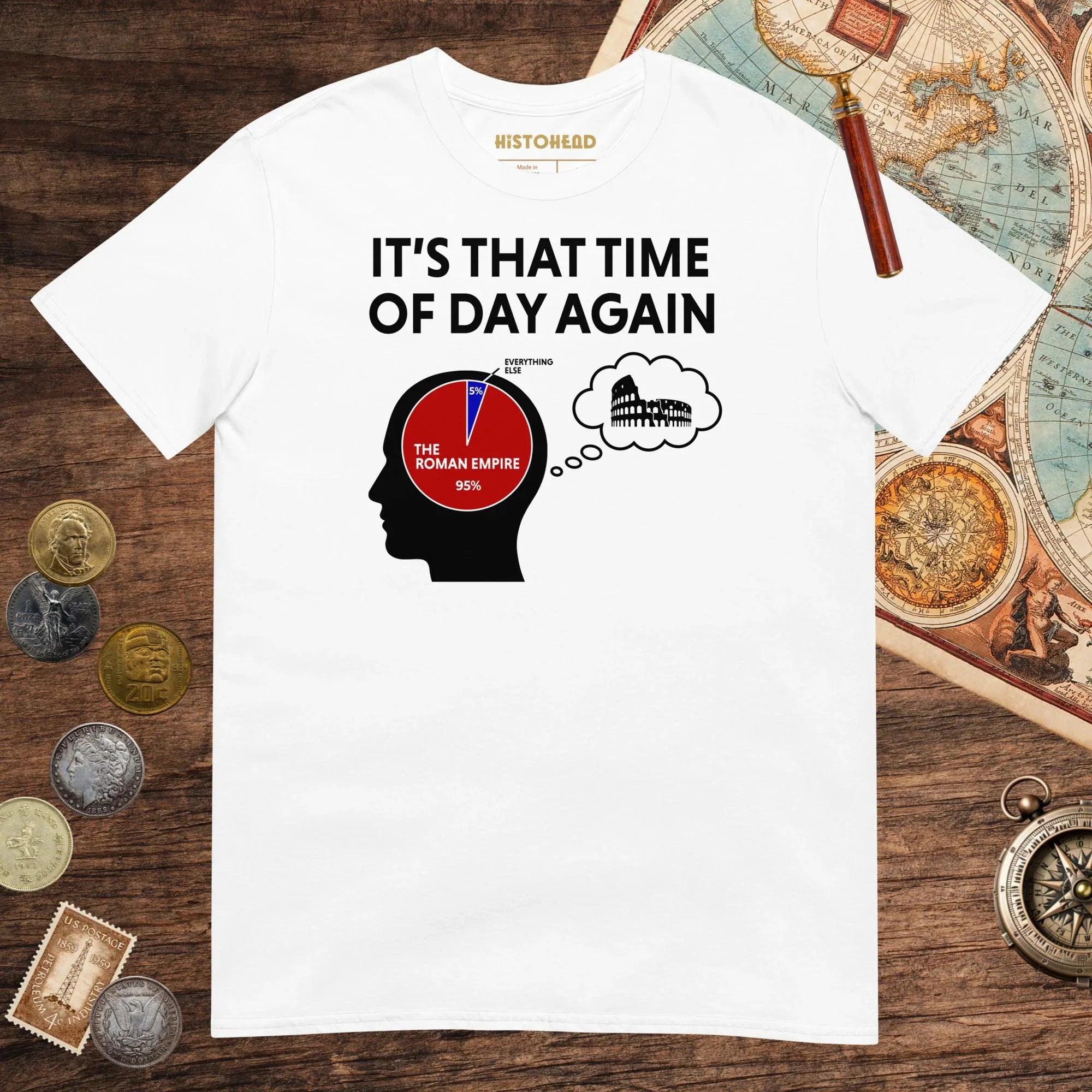White 95% Roman Empire Thoughts Tee - history buff gift by HistoHead