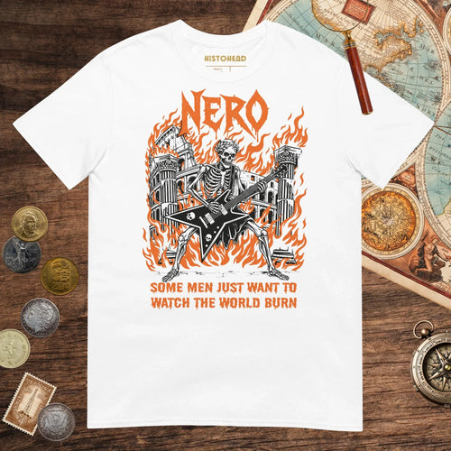 White Nero Watch the World Burn Tee - history buff gift by HistoHead